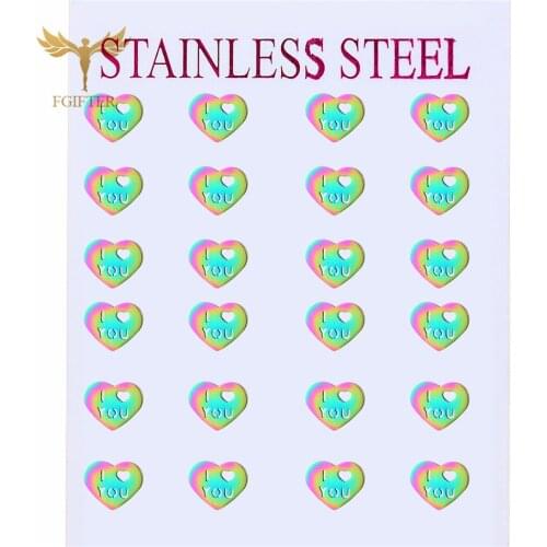 2021 Lovers' Jewelry Colorful Love Heart Earrings Colorful Stainless Steel Stud Earring for Lovers Women Men Unisex Gifts