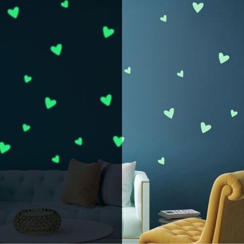 25PCS Heart Glow In The Dark Wall Stickers Luminous Fluorescent Wall Stickers For Kids Baby Room Bedroom Ceiling Home Decor