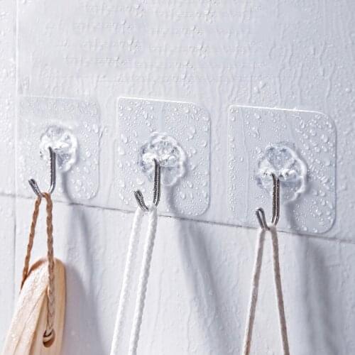 4Pcs/lot Transparent Strong Self Adhesive Wall Hook Magic Kitchenware Storage Rack Wall Hanger Kitchen Bathroom Accessories