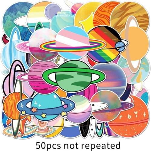 50PCS Outer Space Stickers Toys For Children UFO Astronaut Rocket Ship Planet Sticker For Scrapbooking Luggage Skateboard Laptop