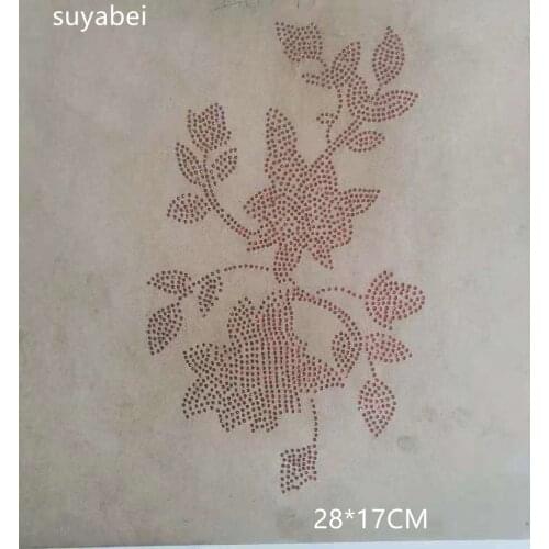 Big flower decor iron on stickers patches hot fix rhinestone transfer motifs iron on rhinestone transfer sticker for shirt