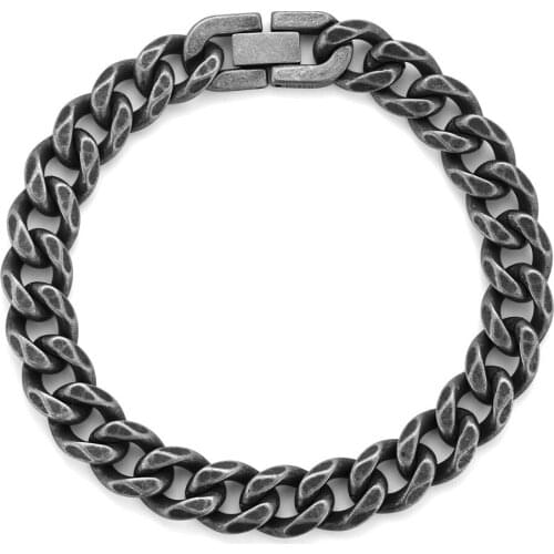 Punk Mens Bracelet titanium steel Trendy Male Student Simple Hip-hop Old Retro Couple Iron Cuban Chain Male Bangle Jewelry