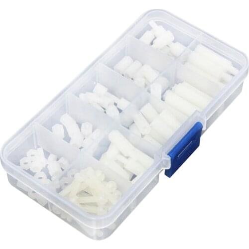 CNIM Hot Box of 120Pcs M3 Nylon Hex Spacers Screw Nut Stand-off Plastic Accessories Kit White