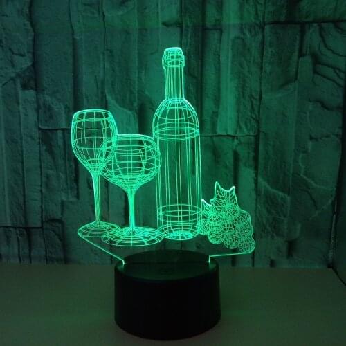 Cups 3d Night Light Touch Remote Control Table Lamp Living Room Art Decoration Birthday Gifts Bar Supmarket Atmosphere Light