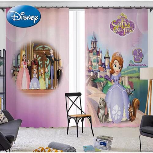 Disney 2021 New Cartoon Sofia Pink Princess Theme Curtain Girl Childrens Room Bedroom Shading