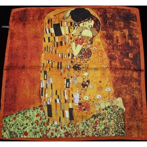 Designer Brand Oil Painting Printed Silk Scarves Female Small Handkerchief Bandana Shawl Lady Hair Band Foulard Neck Scarf