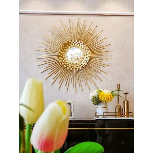 European sunglasses wall hanging decoration restaurant light luxury wall mirror wrought iron decorative mirror background wall