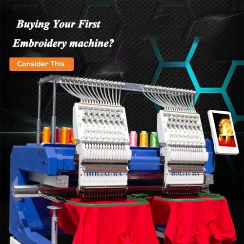 Holiauma 15 needles 2 heads embroidery machine high speed multi functions cap/tshirt/flat/3d computer embroidery machine with ce