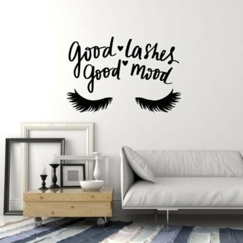 Good Lashes Good Mood Fashion Eyelashes Beauty Salon Wall Stickers Vinyl Interior Decoration Room Decals Makeup Shop Mural 4105