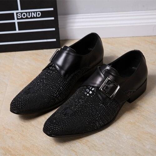 Christia Bella Fashion Business Office Men Monk Strap Shoes Real Leather Oxford Shoes Buckle Male Formal Dress Shoes Footwear