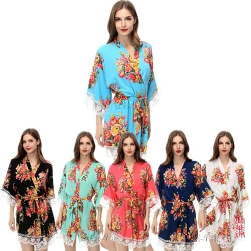 Lace robe ,floral robe,cotton robe,bridesmaid robes, wedding Robe,bride robe,Kimono Robe WQ52