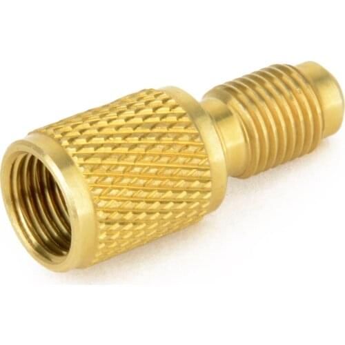 1pc ACME A/C Brass Fitting Adapter 1/4" Male To 1/2" Female W / Valve Core For Connecting R12 Hose To R134A Refrigerant Tank