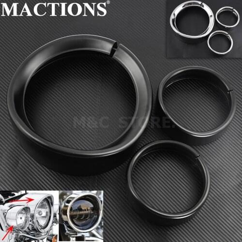 MACTIONS 7'' Visor Headlight Headlamp Trim Ring+4.5'' Fog Light Cover For Harley Touring Road King Electra Glide Softail FLD/FLH