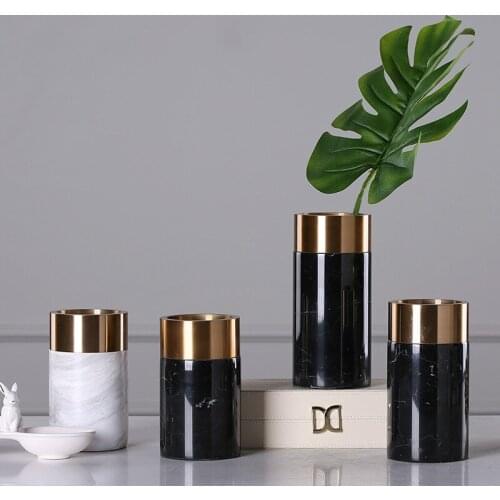 Marble Vase European Neo-classical Metal Decorative Dried Flower Arrangement Home Decoration Decoration