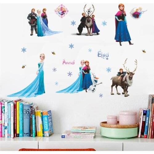 Cartoon Olaf Sven Kristoff Elsa Anna Princess Frozen Wall Stickers For Kids Room Decoration Diy Home Decal Anime Movie Mural Art