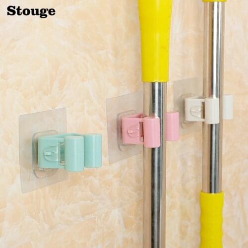 Stouge 1PC Wall Mounted Mop Holder Brush Broom Umbrella Hanger Storage Rack Durable Kitchen Bathroom Hanging Tool Organizer