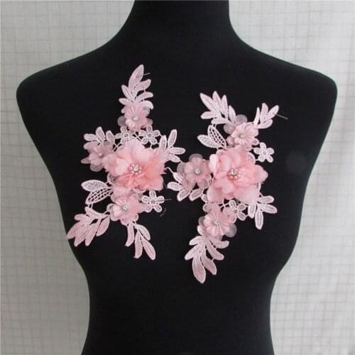 New pink lace collar fabric embroidery sewing high quality venise applique trim neckline decorate costume accessories supplies