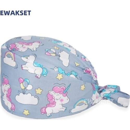 New Scrub Caps Nurse Scrubs Hat Nursing Skull Cap Women Men 100% Cotton Dental Headwear Pet shop Laboratory Work Hats