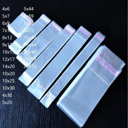 Clear Plastic Cello Self Sealing OPP Cellophane Poly Bags Candy Packing Transparent Package 100 Pack Thin and Long Pouch