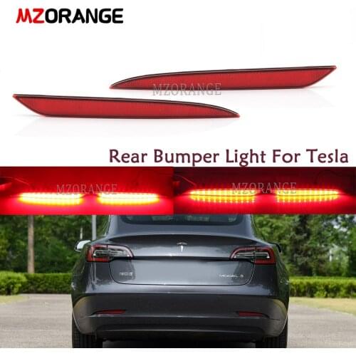 LED Car Rear Bumper Light For Tesla Model 3 S X 2012-2016 Rear Reflector Tail Light Driving Brake Stop Fog Taillamp Car Parts