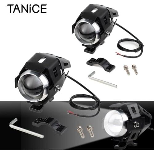 TANiCE 2Pcs U5 Motorcycle Headlight With Switch Motorbike Headlight LED Fog Spot Lights Bulb Kit 12-80V for D22 MM Handle Bar