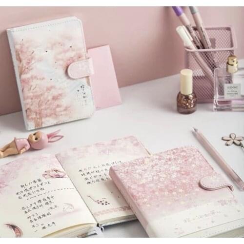 Sakura Handbook Japanese Rabbit Checkered Girl Heart Japanese Simple Blank Inner Page Handbook Leather Book Set Gift Box