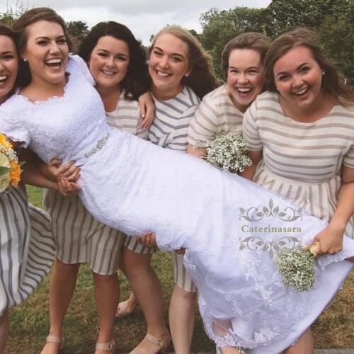 Impressive 2019 Wedding Dress Chapel Mermaid Short Sleeves Women Girl Bride Gown Bridal Party Lace Sexy V Neck Fit and Flare