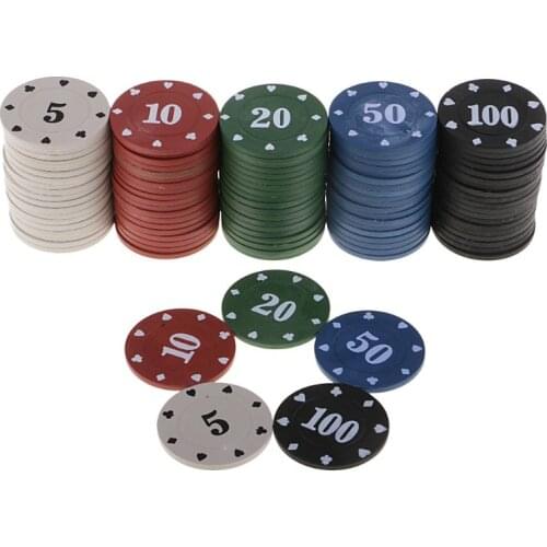 100pcs Round Plastic Chips Casino Poker Card Game Baccarat Counting Accessories Dice Entertainment Chip