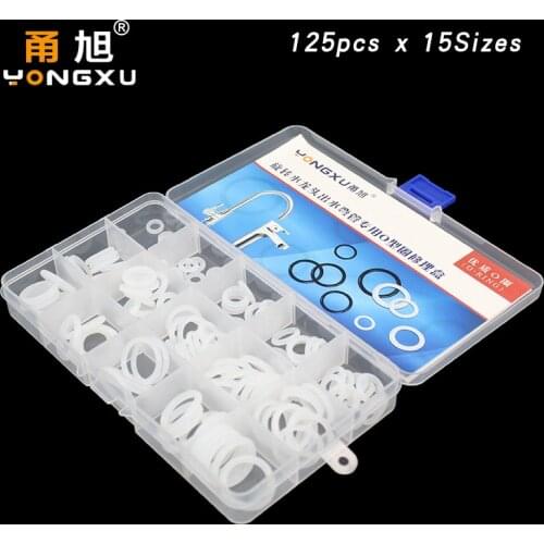 125pcs White Silicon O-Rings Rotary Faucet Washer Sealing Assortment O ring Silicone Kit Water-tap Gasket Set Box Ring