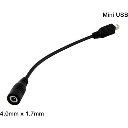 1x DC Power 4.0mm x 1.7mm Female Jack to Mini USB 5 Pin Male Plug Adapter Connector Cable Cord 15cm