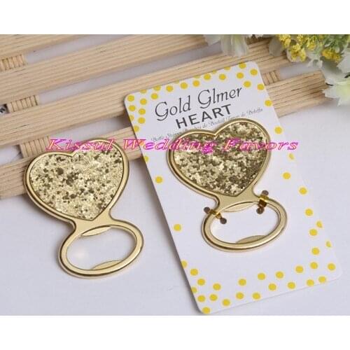 20 Pieces/lot) Wedding decoration gift of Gold Glitter Heart Bottle Opener Wedding Favors for gold wedding theme