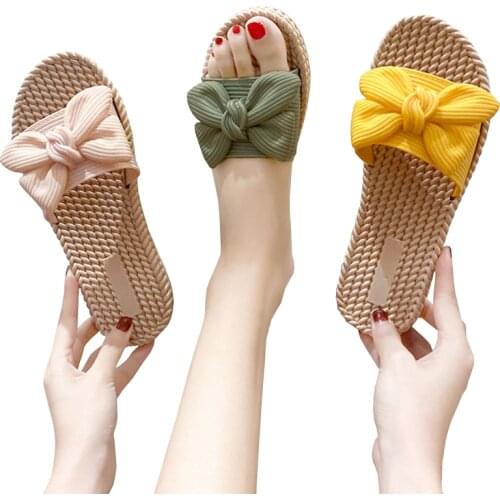 2021 new fashion womens slippers bow slip sandals and slippers