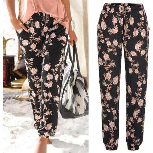 2021 Spring Trouser Suits High Waist Printing Easy Trousers Long Pants Boho Beach Pockets Pants Casual Famale Stright Pants