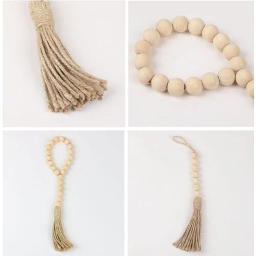 3Pcs Natural Wood Bead Garland Farmhouse Rustic Country Prayer Beads Home Decor A0NF