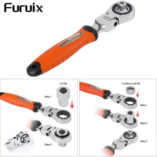 72 Teeth Ratchet Wrench 1/4" 3/8" 1/2" Adjustable Sleeve Adapter CR-V Wrench Spanner Auto Repair Tools Socket Ratchet Handle