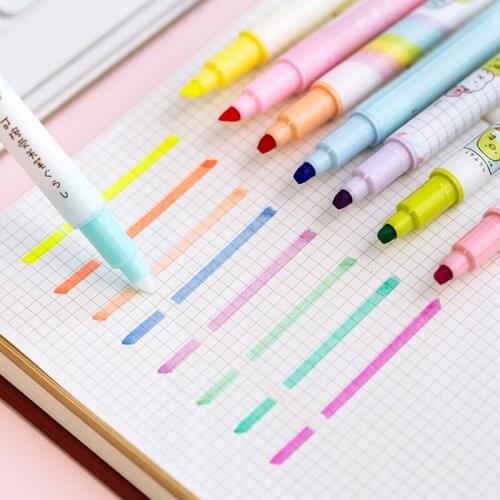 8pcs Manga Erasable Color Highlighter Pen Cute Cartoon Fluorescent Marker Liner For Drawing Office School Art Supplies H6878