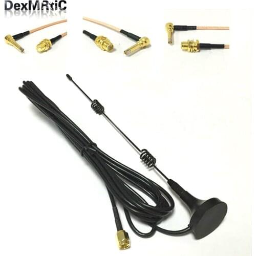 868MHZ/915MHZ/GSM Antenna Small Sucker 7dbi Aerial 3Meters SMA Male+SMA Female Bulkhead Connector Switch MS156 Male RG316 Cable
