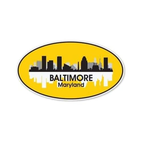 Car sticker Wall Art Baltimore City Skyline Oval Vinyl Sticker - Car Phone Helmet sticker 8*6cm