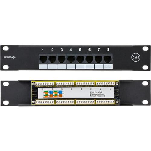 CAT6 8 Ports Network Patch Panel 10 Inch 1U Rack Mount With RJ45 8P8C Socket for Household Distribution Frame Weak Current Box