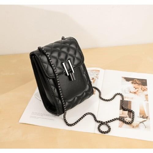 Black bag 2021 new shoulder diagonal mobile phone bag rhombic coin purse handbag handbags bag for women