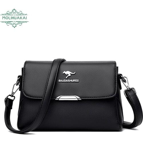 Ladies PU Leather Flip Bag Double Shoulder Strap Design Shoulder Handbag Fashion Messenger Bag Bolsa Feminina Lady Sac A Main