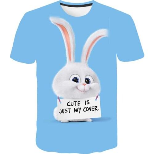 Cartoon Cunning Rabbit Boys T Shirt Kids Animal Tshirt Cute T-Shirts for Girls Child TShirts Children Clothing 2021 Casual Tops
