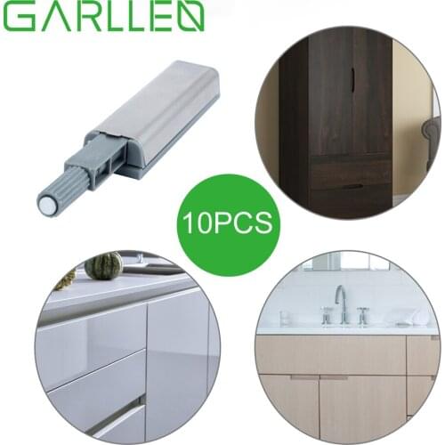 GARLLEN 10pc Stainless Cabinet Latch Door Drawer Push Open System Damper Buffer Catch Set for Cabinet Drawer and Other Furniture