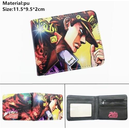 Anime JoJos Bizarre Adventure PU Wallet Bifold Short Boys Girls Purse Card Coin Pocket Holder Layers Print Unisex Cartoon Purse