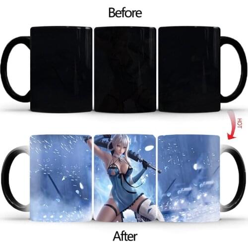 Creative Nightdress beauty Heat Sensitive Cup Color Changing Mug Ceramic Drinkware For Tea Milk Coffee Mugs BSKT-162