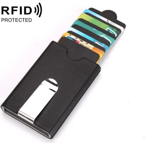 2019 New Arrival Mini Slim Portable Card Holders Pulled Design Men Clip Card Bag Metal+PU Leather Money Short Women Purse