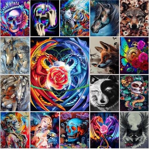 5d diamond painting kit set Animal color art dragon fox flower mosaic cuadros full square embroidery Cross stitch dirll drawing