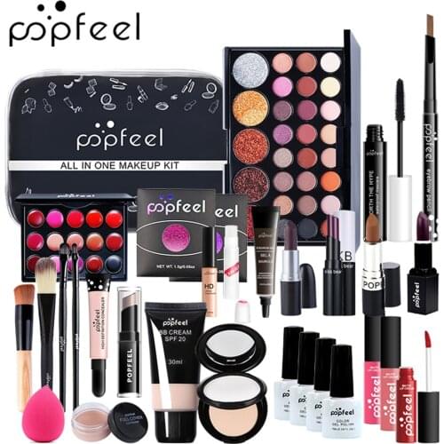 30Pcs Makeup Set Ligstick Lip gloss Eyeliner Mascara Foundation Powder Nail polish Long Lasting Waterproof Eyeshadow Eyebrow