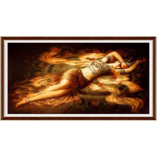 Printed Cross Stitch 3D Needlework,DIY Sets For Embroidery Kit Full Cross-Stitching Silk Thread Sleep Beauty Fairy Girl Godness