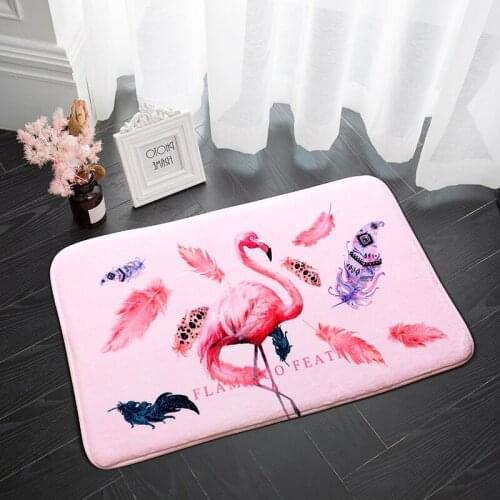 Bathroom floormat doormat waterproof door mats animal picture Flamingo foot pads thick sponge bathroom cartoon flannel non-slip